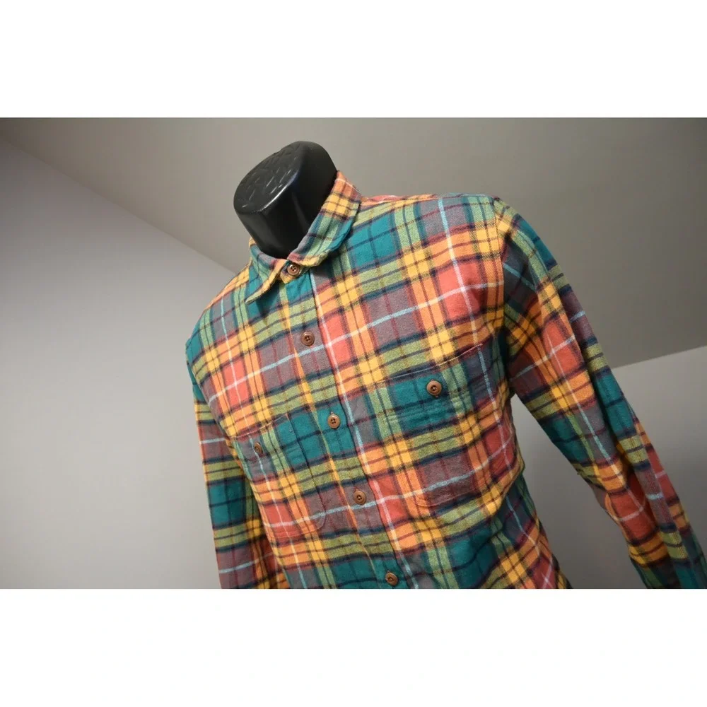 J. Crew Flannel Shirt Mens Medium Multi-Color Plaid Double Brushed Cotton EUC